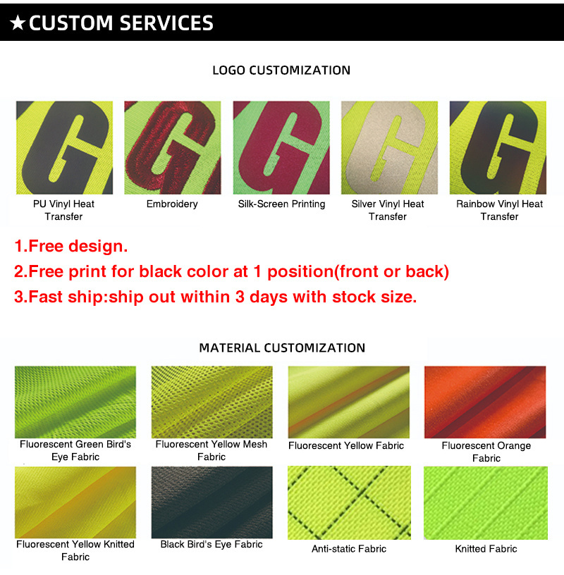 Custom Logo Zipper Work High Visibility Reflective Strips Construction Traffic Vest Hi Viz Safety Vest with Pockets