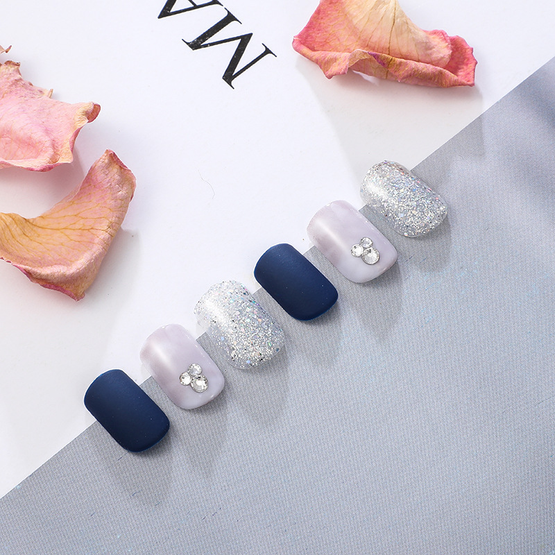 Professional Japanese 3D nail art pre design bride false nails tips back glue press on nail tips artificial fingernails