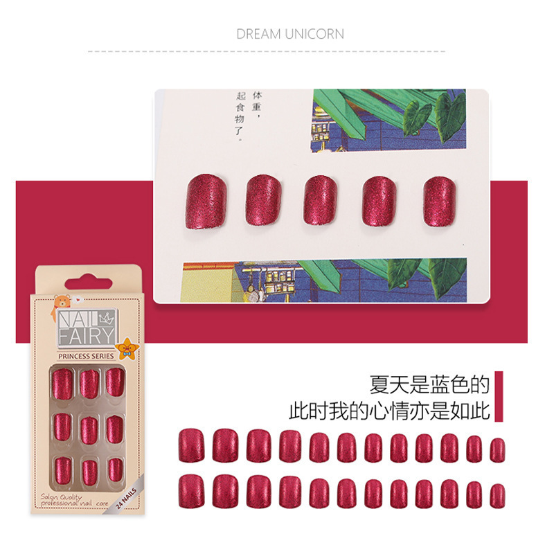 Reliable 12Pcs/box Pressed on Artificial Teenager Girls Kids Nails with Glue Wearable Full Cover Children False Nails