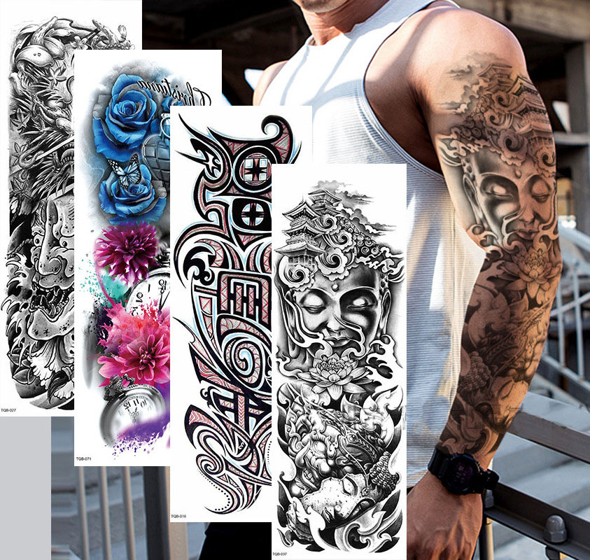 TQB041-080 Full Arm Large Size Waterproof Temporary Tattoo  Water transfer Sticker For Men Women