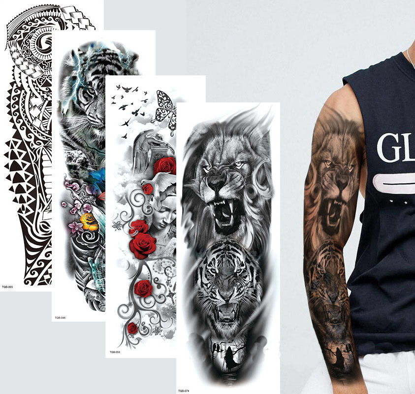 TQB041-080 Full Arm Large Size Waterproof Temporary Tattoo  Water transfer Sticker For Men Women