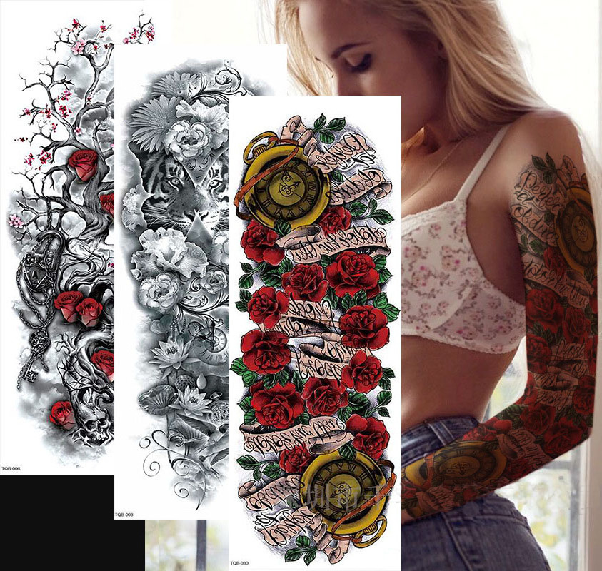 TQB041-080 Full Arm Large Size Waterproof Temporary Tattoo  Water transfer Sticker For Men Women