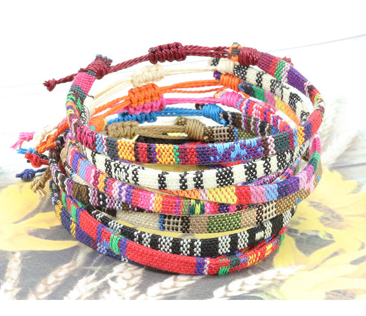 Bohemian Rainbow Colors Braided Friendship Men Women Nepalese Nation Bracelet Handmade Boho Bracelet Anklet