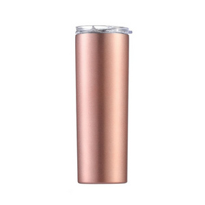 20oz Double Wall Vacuum Cup with Straw Insulated Travel Mug with Lid Stainless Steel Skinny Tumbler