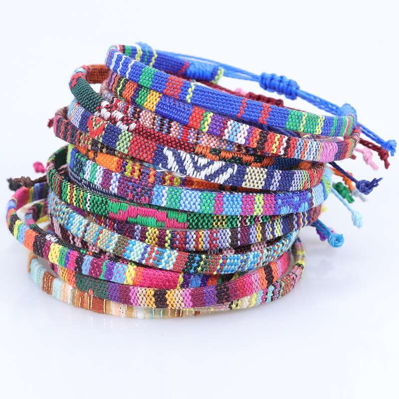 Bohemian Rainbow Colors Braided Friendship Men Women Nepalese Nation Bracelet Handmade Boho Bracelet Anklet