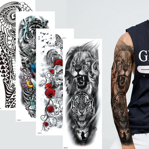 TQB041-080 Colorful Sleeve Waterproof Temporary Water transfer Tattoo Sticker Wholesale Men Skull Designs Full Arm