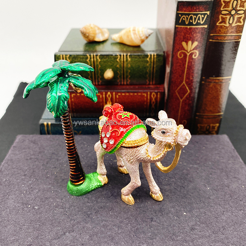 Hot Sell Camel Coconut Tree Decorative Hinged Jewelry Trinket Box Unique Gift For Home Decor