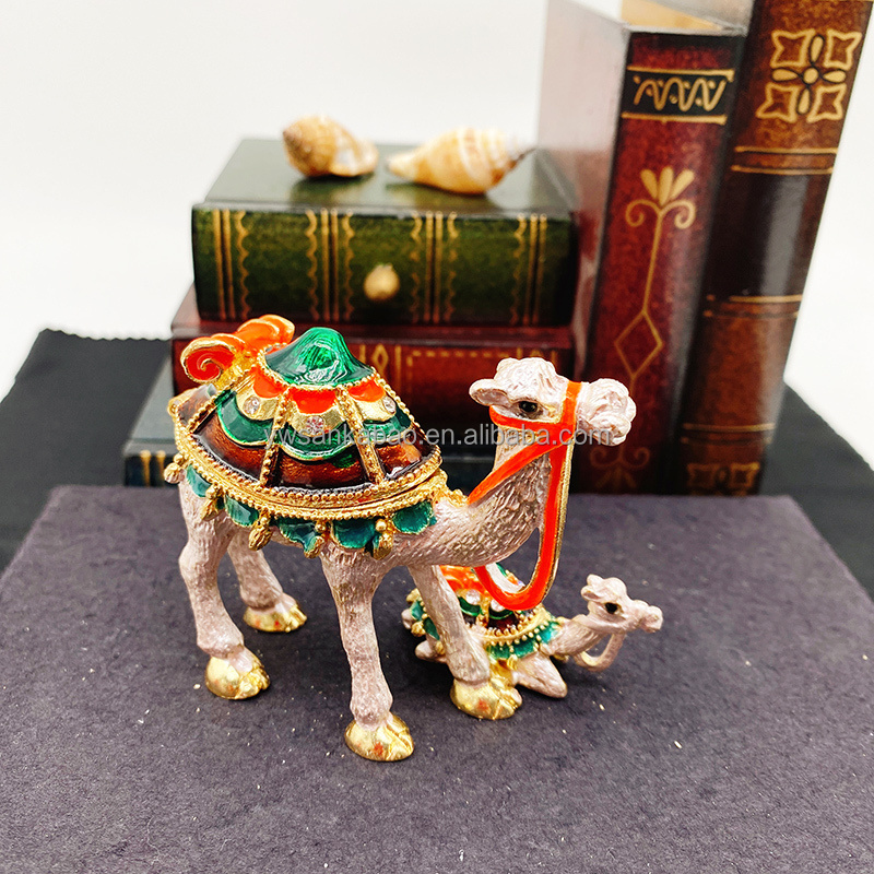 Wholesale Hot Sale Mother and Son Camels Trinket Box Metal Crafts Home Ornaments Souvenirs Gift