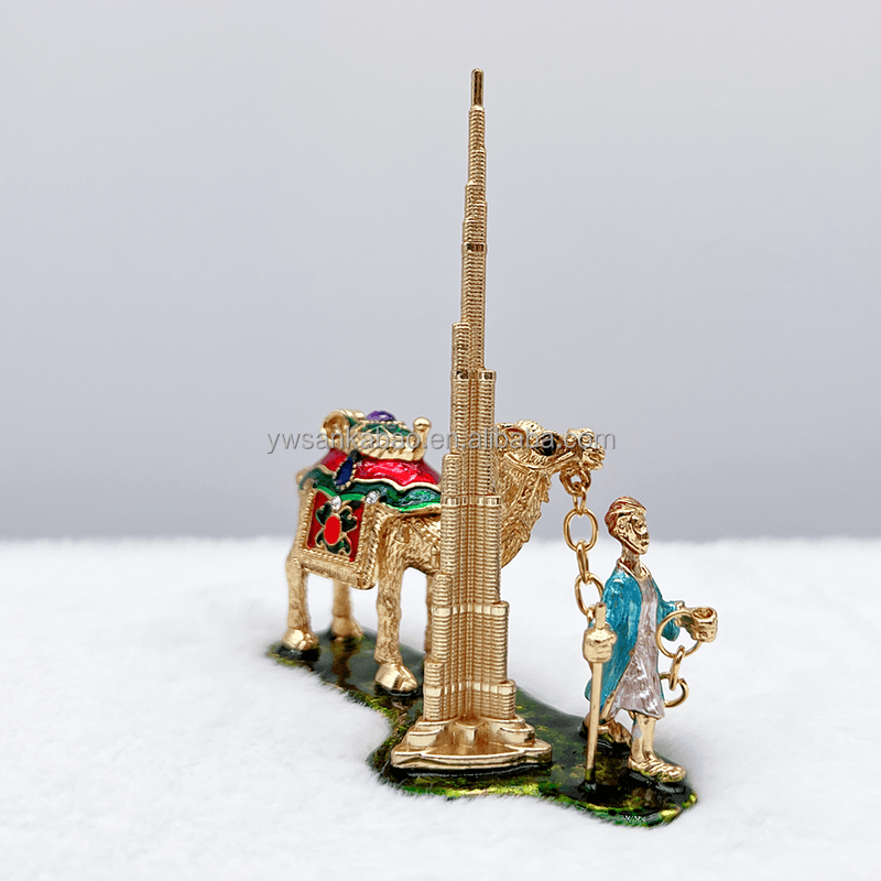 Dubai Souvenir Businessmen Camel Burj Khalifa Tower Model Metal Ornaments Home Decoration Gifts