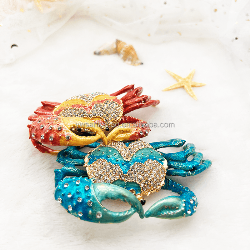 Ocean Series Metal Crafts Crab Trinket Box Miniature Ornament Aquarium Marine Souvenirs