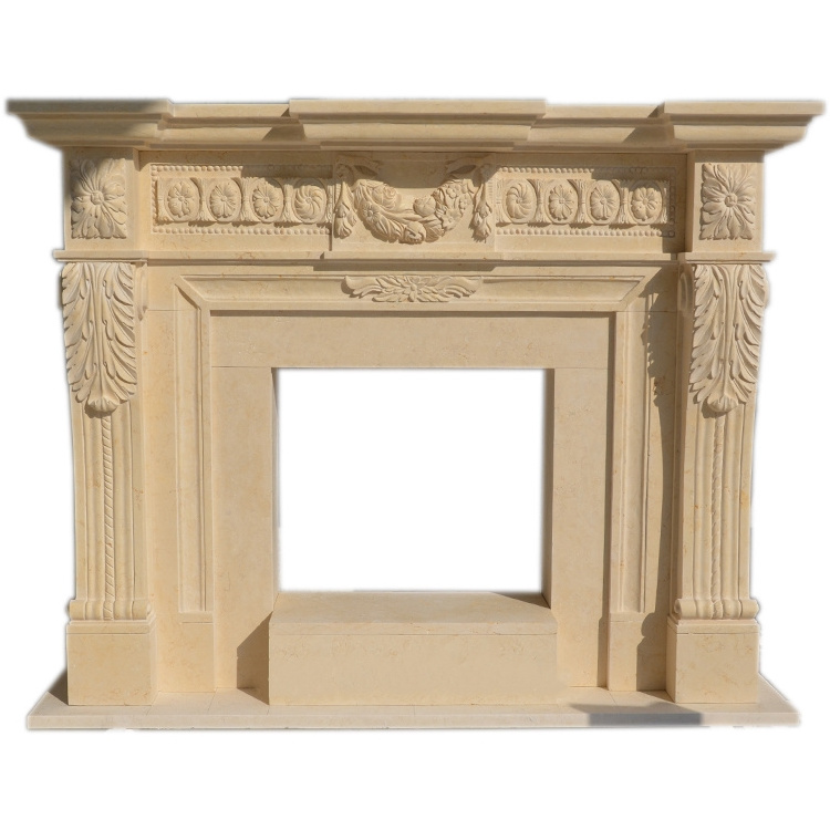 Classic modern design Indoor home decor hand carved natural stone arched marble fireplace for interior decoration