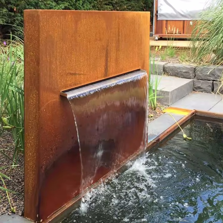 Modern outdoor new trend oriental corten steel pond wall waterfall for garden