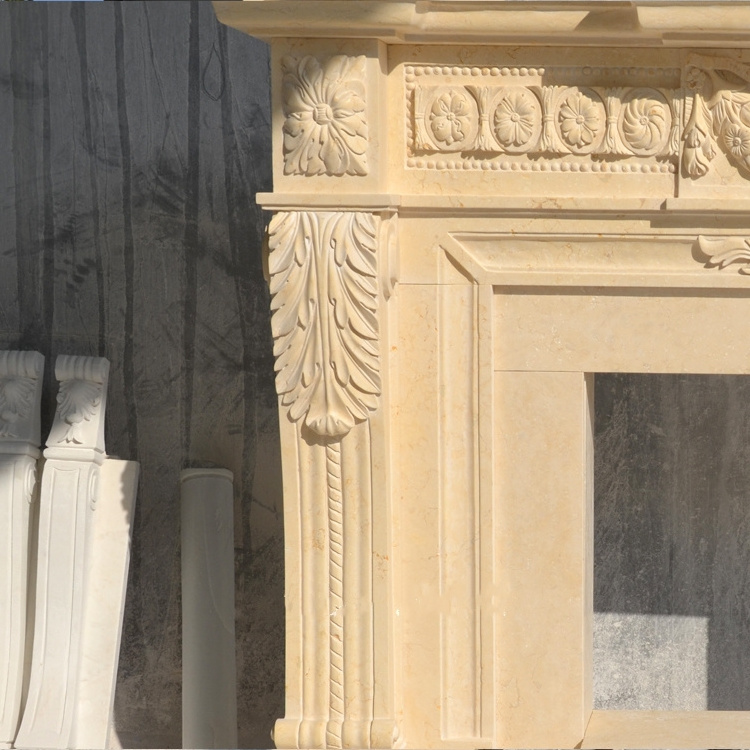 Classic modern design Indoor home decor hand carved natural stone arched marble fireplace for interior decoration