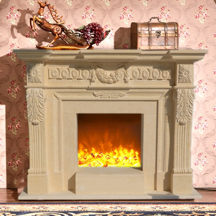 Classic modern design Indoor home decor hand carved natural stone arched marble fireplace for interior decoration