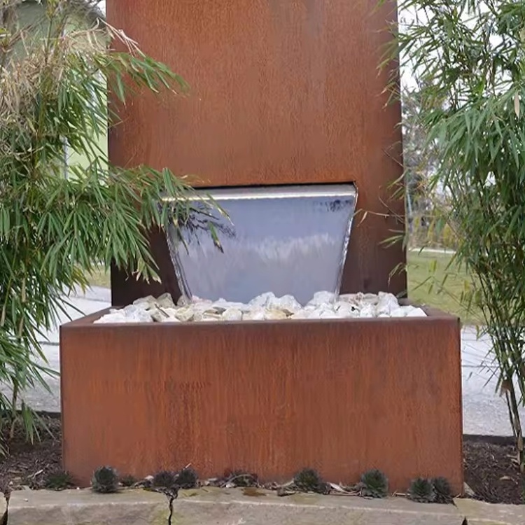 Modern outdoor new trend oriental corten steel pond wall waterfall for garden