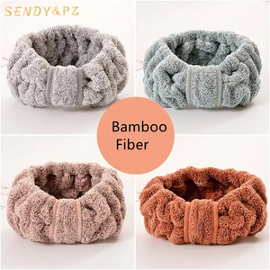 Fashion Comfortable Plush Towel Bamboo Make Up Headband Washing Face Spa Hairband Women bow headband