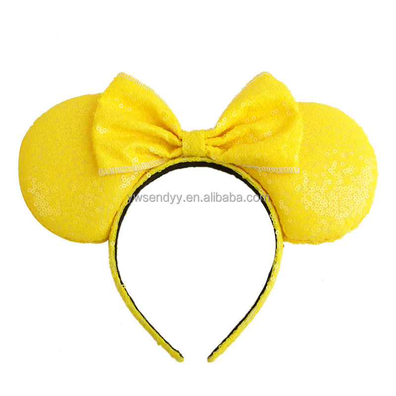 Wholesale New Design Sequin Bow Headbands Cute Cartoon Mouse Hair Hoops Girls Birthday Party Hair Accessories