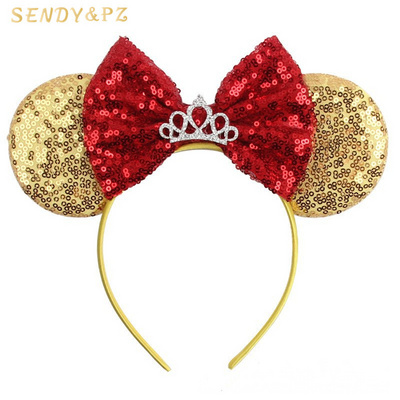 New Arrivals Cute Mickey Minnie Mouse Ears Bows Headbands Cartoon Children Amusement Park Hair Accessories