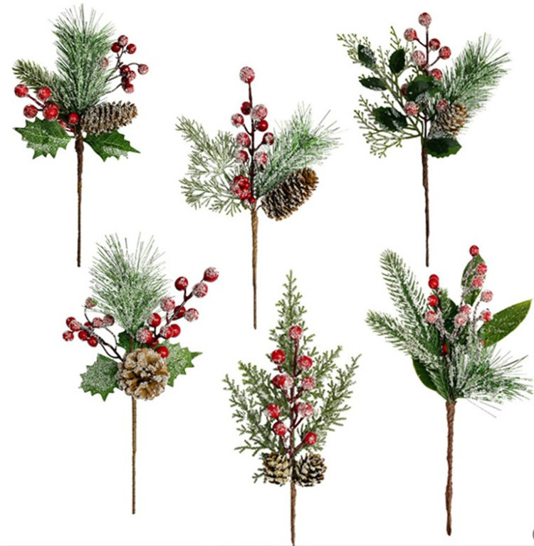 Christmas bouquet accessories simulation pine needle berries snowflake pine needle cutting decoration ornaments