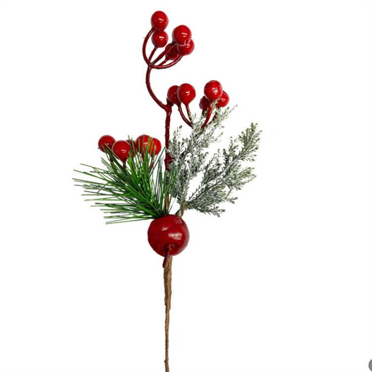 Christmas Decorative Berry with Pick Pinecone Simulated Pine Needle Branch For Wedding Party Decor Flower Handmade Crafts