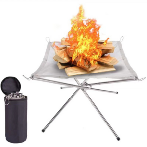 Stainless Steel  Outdoor Campfire Portable Folding Firewood Bracket Barbecue Grill Fire Net Camping Tools Heating Burning Rack