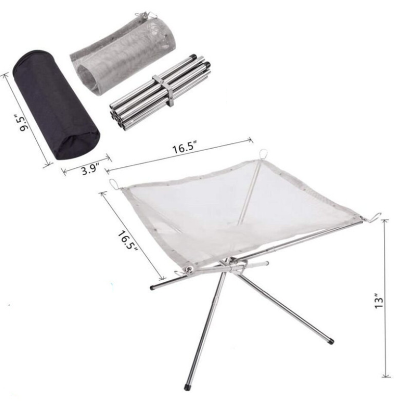 Stainless Steel  Outdoor Campfire Portable Folding Firewood Bracket Barbecue Grill Fire Net Camping Tools Heating Burning Rack