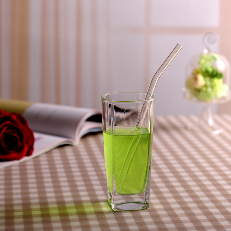 18cm Reusable Eco Borosilicate Glass Drinking Straws Clear Colored Glass Straws for Cocktail Juice