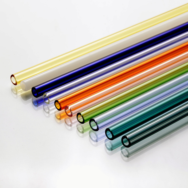 18cm Reusable Eco Borosilicate Glass Drinking Straws Clear Colored Glass Straws for Cocktail Juice