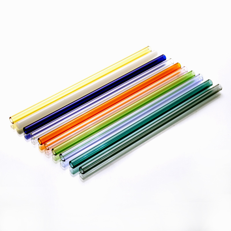 18cm Reusable Eco Borosilicate Glass Drinking Straws Clear Colored Glass Straws for Cocktail Juice