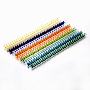 18cm Reusable Eco Borosilicate Glass Drinking Straws Clear Colored Glass Straws for Cocktail Juice