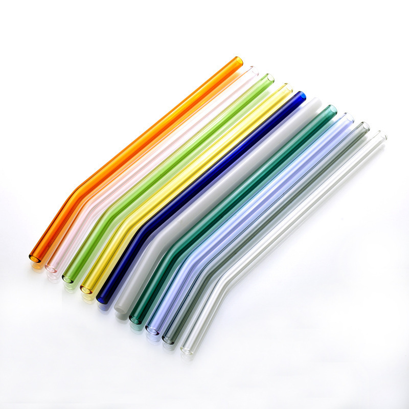 18cm Reusable Eco Borosilicate Glass Drinking Straws Clear Colored Glass Straws for Cocktail Juice