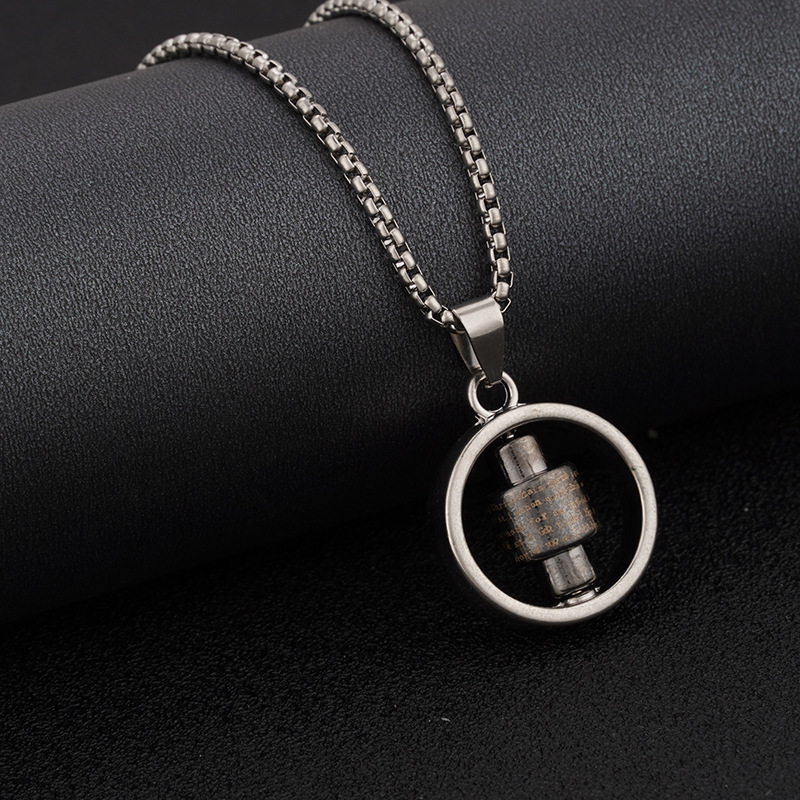 Everything hip hop long sweater chain simple niche can rotate lucky wheel does not fade color men's titanium steel necklace whol