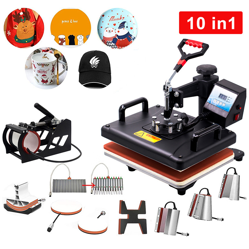 2023 Cheap Price 10 in 1 combo heat press machine for pen mug plate cloth t-shirt heat transfer printing machine