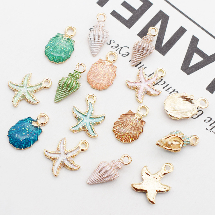 Wholesale Enamel Sea Shell Starfish Conch Sea Snail Jewelry Charms Pendants Accessories Charms Beads For Jewelry Making