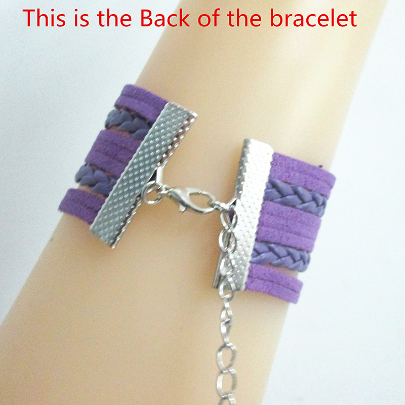 Unisex Beaded Bracelet Handmade Jewelry LUPUS WARRIOR Awareness Cancer Ribbon Charms Leather Bracelet