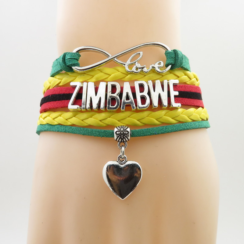 infinity love IVORY COAST ECUADOR ZIMBABWE LAOS MALAYSIA SLOVENIA  Bracelet heart Charm  national flag bracelets