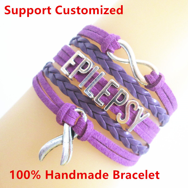 Unisex Beaded Bracelet Handmade Jewelry LUPUS WARRIOR Awareness Cancer Ribbon Charms Leather Bracelet