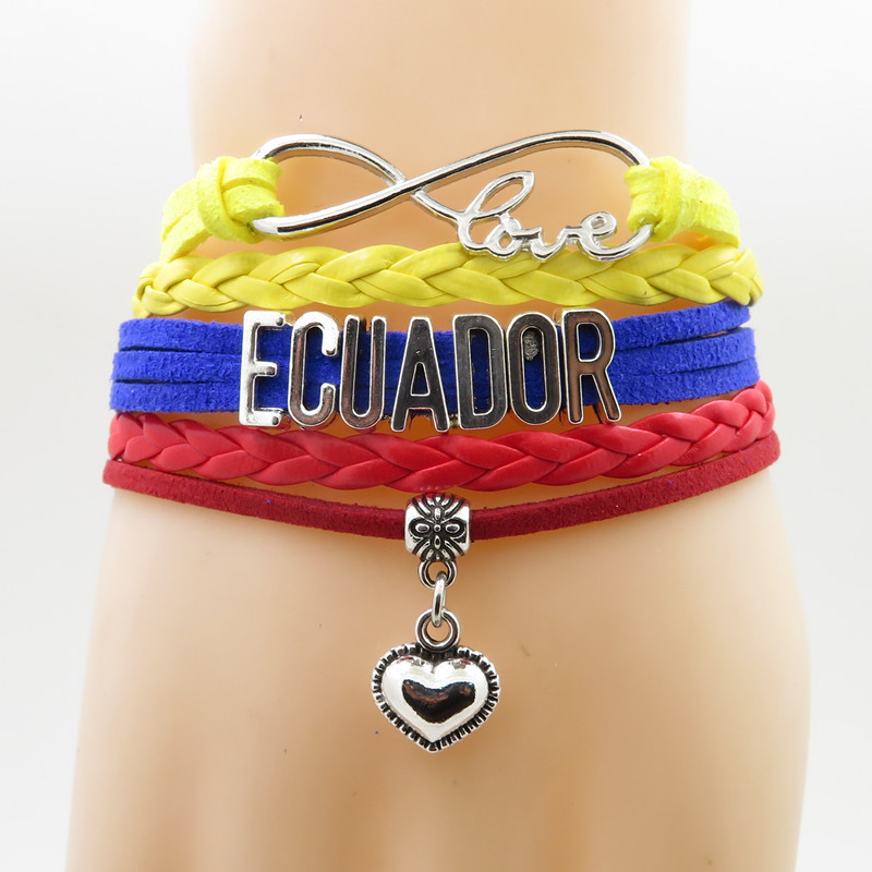 infinity love IVORY COAST ECUADOR ZIMBABWE LAOS MALAYSIA SLOVENIA  Bracelet heart Charm  national flag bracelets