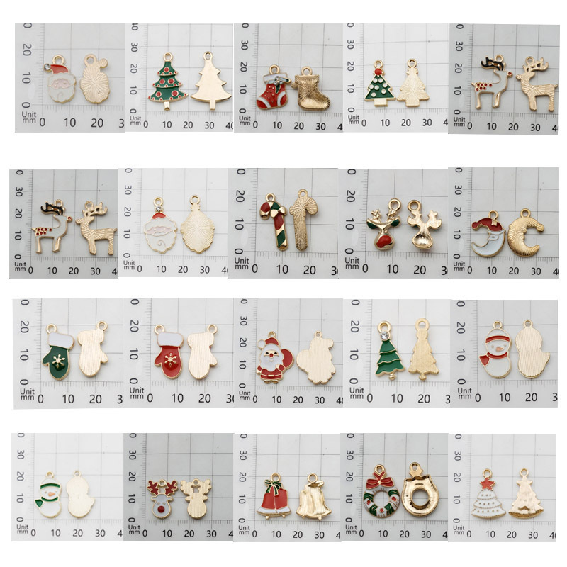 Wholesale Mix styles Christmas Beads Enamel Golden Charms Pendants For Jewelry Making Bracelets Beads Christmas Gifts