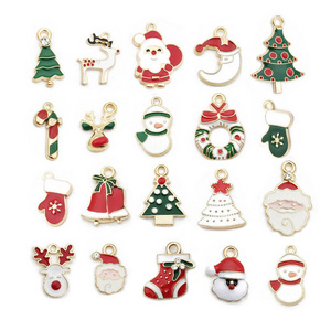 Wholesale Mix styles Christmas Beads Enamel Golden Charms Pendants For Jewelry Making Bracelets Beads Christmas Gifts