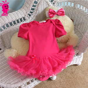 Girls summer Baby 2 Piece Suits short Sleeve vest Bubble Tutu Dress + Headband infant fashion Romper