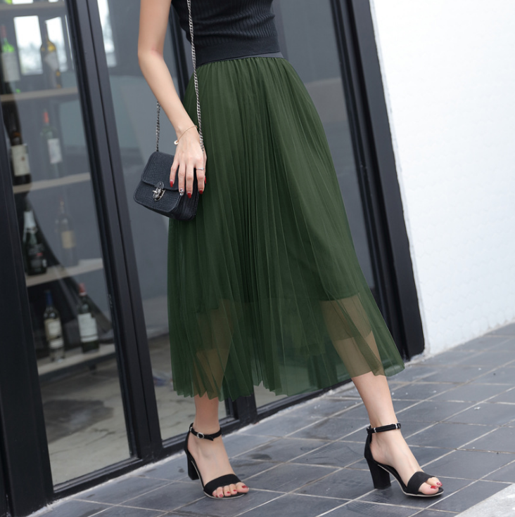 High Waisted Women's Maxi Skirts Tulle Skirts For Ladies,Korean Style Big Swing Maxi Summer Skirt