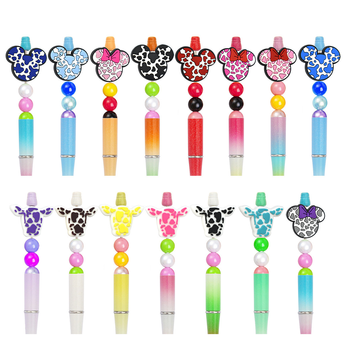 factory pvc mouse cow print Pen Charms Focal Beads Cartoons Characters silicone beads focal