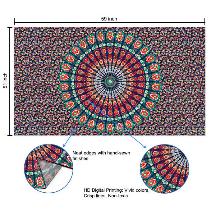 2022 New design Custom fabric Polyester India Hippie Decoration Indian Wall Hanging Mandala Tapestry For Living Room