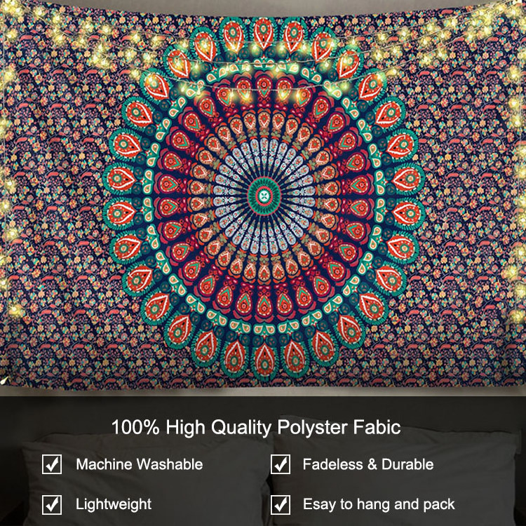 2022 New design Custom fabric Polyester India Hippie Decoration Indian Wall Hanging Mandala Tapestry For Living Room