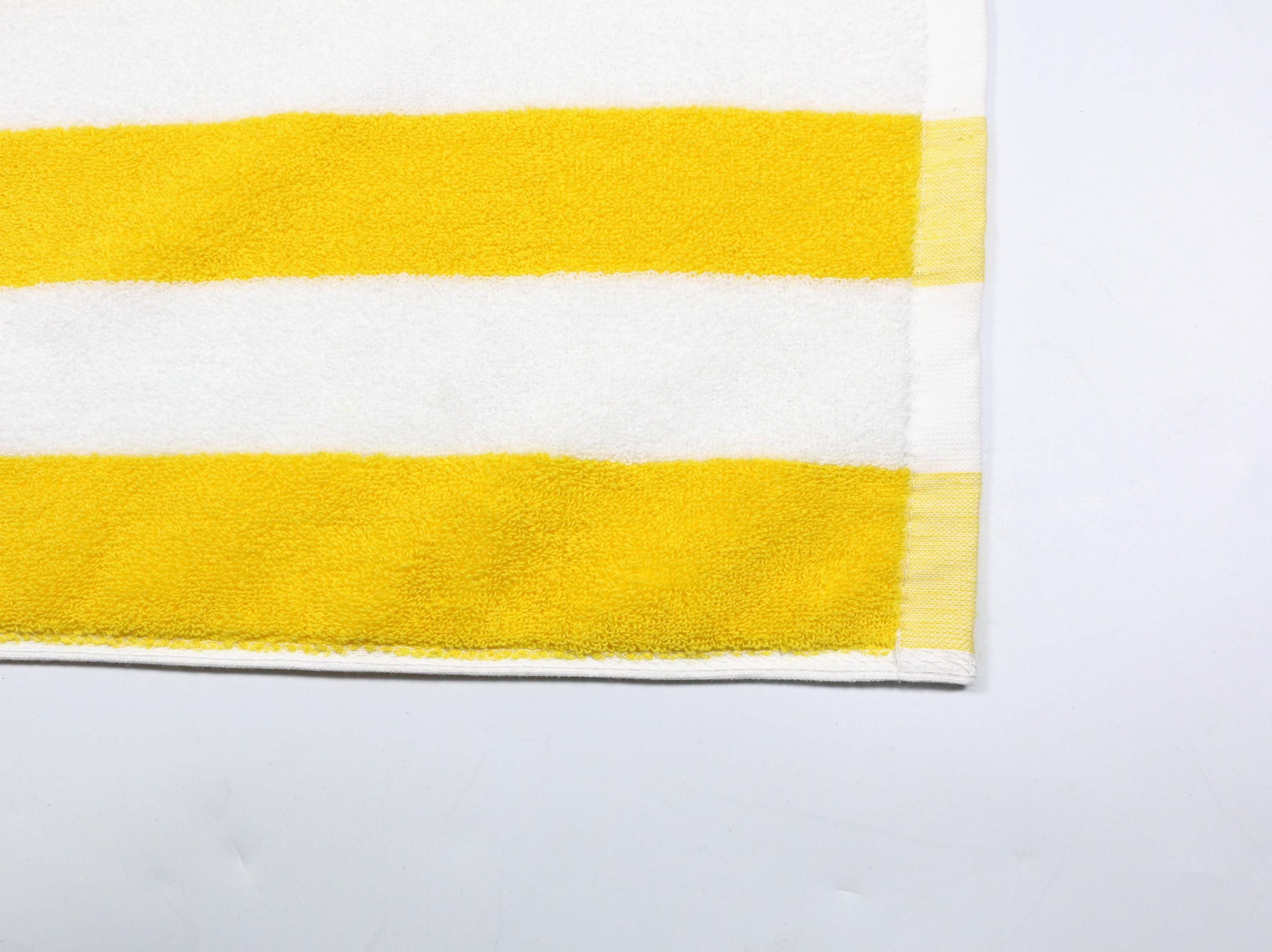 Wholesale Large Size Yellow White Stripe High Quality Luxury 100% cotton Spa Face Hand Bath 5 Star Hotel Towel