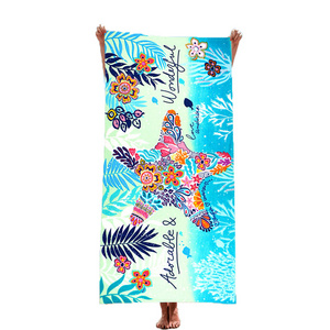 Blue Starfish Luxury Designer Printed Microfiber Beach Towel With Logo