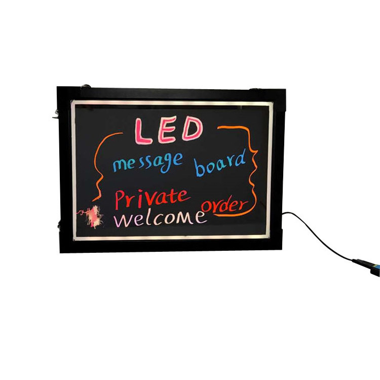 Customizable size hanging erasable led advertising fluorescent writing board