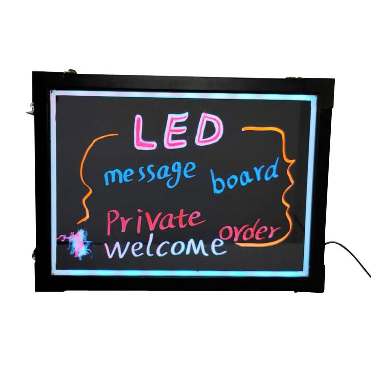 Customizable size hanging erasable led advertising fluorescent writing board