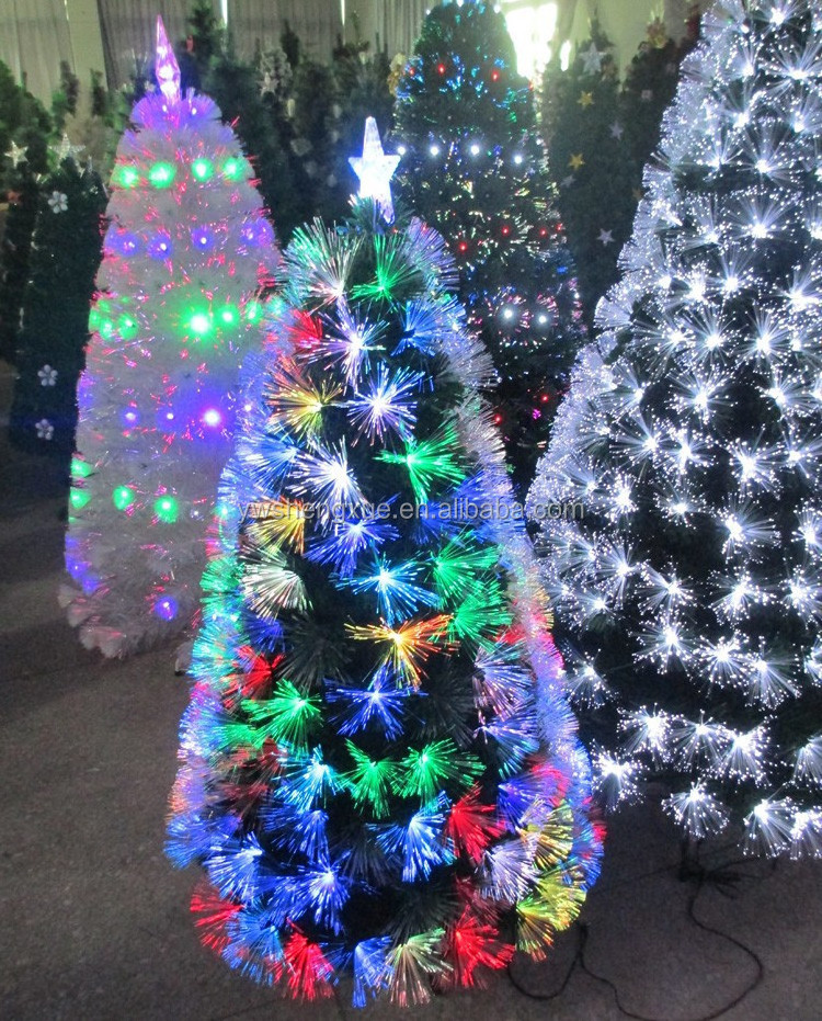 artificial optical fiber Christmas tree lighting with top star